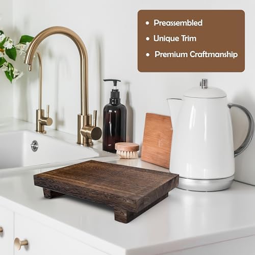 Wood Riser Rustic - Rectangular Pedestal Stand - Brown, 9 x 6 x 1.5 Inch - Image 4