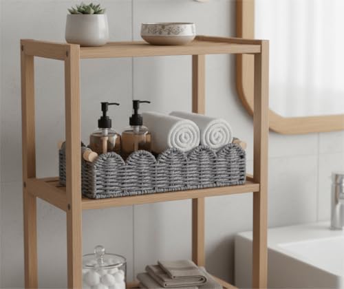 CubesLand Toilet Paper Storage Basket Organizer, Small Wicker Decor Basket - Image 6