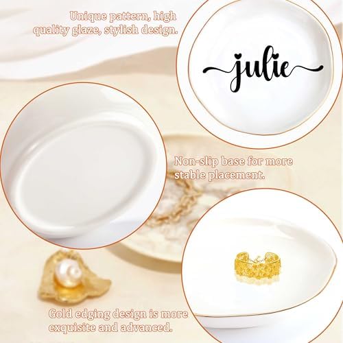 JoycuFF Julie Personalized Name Ceramic Jewelry Tray, Mothers Day Christmas Anniversary Engagement Birthday Gifts for Women Couples, Trinket Dish for Rings Earrings Necklaces Bracelets Keys - Image 5