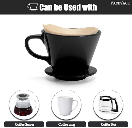 Coffee Pour Over Small, Black Ceramic Coffee Dripper - Image 6