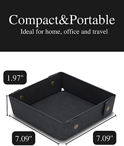 CASIRENA Faux Leather Valet Tray Organizer for Men - Catch-All Tray for Entryway Table Key, Wallet, Watch, Coin Change, Phone, Dresser EDC Dump Jewelry, Bedside Nightstand Desk-top - Image 4
