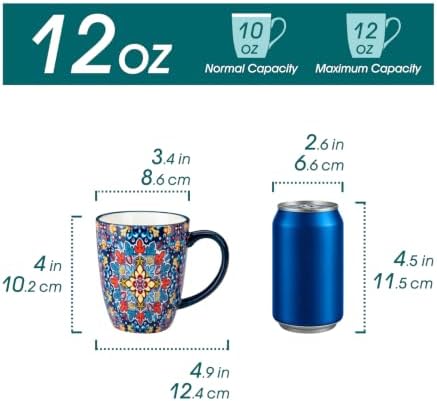 vancasso SIMI 12 oz Coffee Mugs Set of 6, Ceramic Mug with Handle, Boho - Image 2