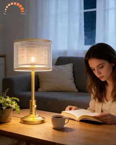 Lightdot Mid Century Table LampVintage Gold Dimmable Table Lamp by LightdotLighting