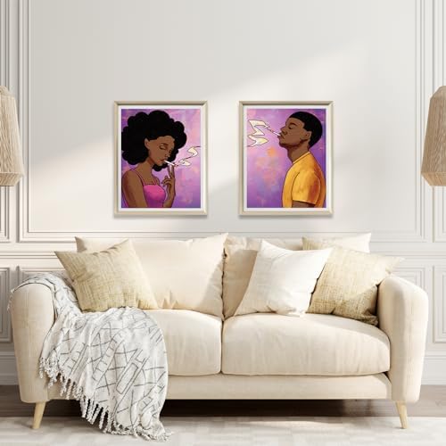 VOCHIC Sip and Paint Kit,Pre Drawn Canvas Couples Painting Party Kit Paint Art Set with Outline Canvas for Adults Date Night Games, Afro Girl Boy,Valentine 2 Pack(12 x 16 Inch) - Image 7