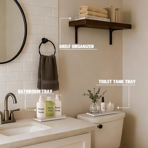 Bathroom Vanity Tray for Countertop, 12" x 6" Oak Wood Toilet Tank Tray - Image 4