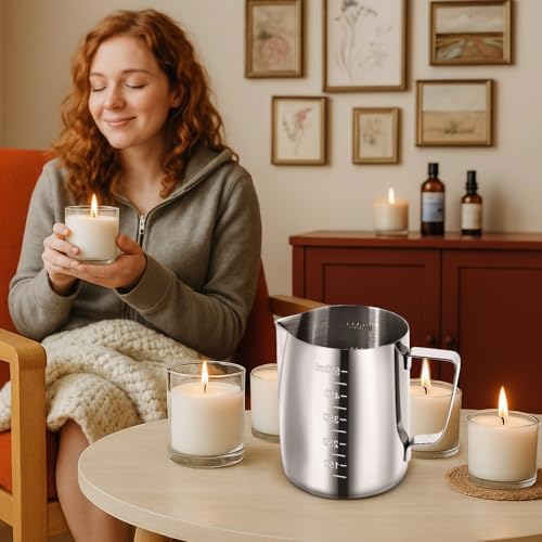 Blingfun Candle Making Pouring Pot, Stainless Steel Wax Melting Pot with Candle Wicks, Wick Stickers & Holder for Scented Candle Making and Wax Crafts - Image 3