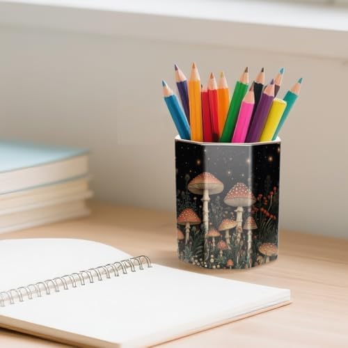 Ceramic Mushroom Pen Holder for Desk Cute Stand Gold Pencil Cup Pot Desk Organizer Makeup Brush Holder for Girls, Women, Unique Stationery for Office, Home, Colorful - Image 4