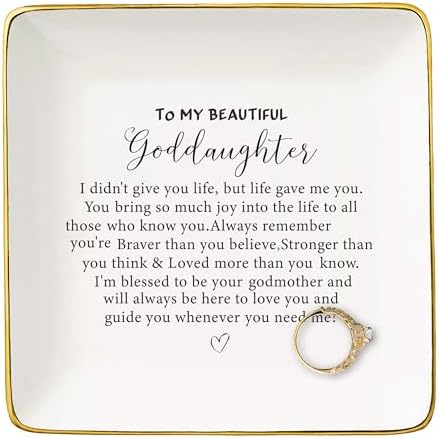 NZY Goddaughter Gifts from Godmotehr Godfather,Birthday Graduation Christmas Gifts for Goddaughter,Encouraging Gift-Ceramic Jewelry Tray Trinket Holder Ring Dish,I Didn't Give You Life by NZY