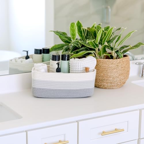 NaturalCozy 13.5”x8.5”x5.5” Rectangle Storage Baskets for Shelves 3 Pack | Cotton Rope Woven Small Baskets for Organizing | Small Storage Bins for Nursery, Bathroom, Closet, Shelf, Decorative - Image 5