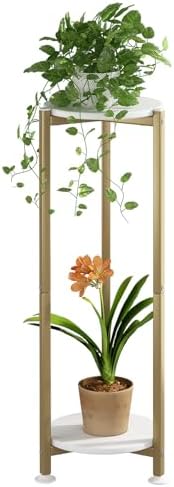 2 Tier Plant Stand Indoor Corner Tall Round Shape Plant Shelf by YIZAIJIA