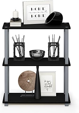Furinno TURN-S-TUBE Storage Shelves, 3-Tier Book Shelf, Corner Shelf, Toolless Open Shelves, for Organization and Storage, Living Room, Garage, Home Office, Black - Image 5