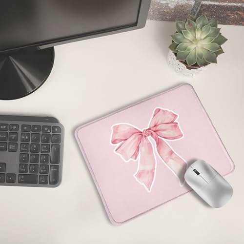 Coquette Pink Bow Aesthetic Mouse Pad, Cute Preppy Girly Pink Bow Mouse Pads for Wireless Mouse Computers Laptop Desk Accessories, Coquette Girly Office Supplies, 9.5x7.9 Inch - Image 6