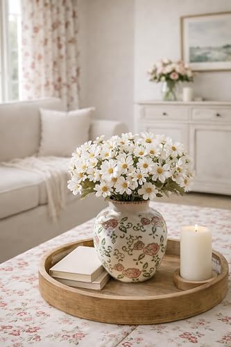 SIDUCAL Ceramic Vintage Vase, 5.83 Inch Retro Ice Cracked Chinoiserie Floral Vase, Rustic Farmhouse Vases for Home Decor, Bookshelf, Garden, Chinoiserie Decor, Tuscan Decor, Red Rose Pattern - Image 5