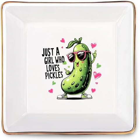 Pickle Jewelry Ring Holder Dish Tray, Gifts For Women Teens Girls, Pickle Lovers Themed Stuff Things Decor Merch, Home Room Ring Earrings Necklace Organizer Holder! by BJDAMAIGIFTSFORGIRLSKIDS