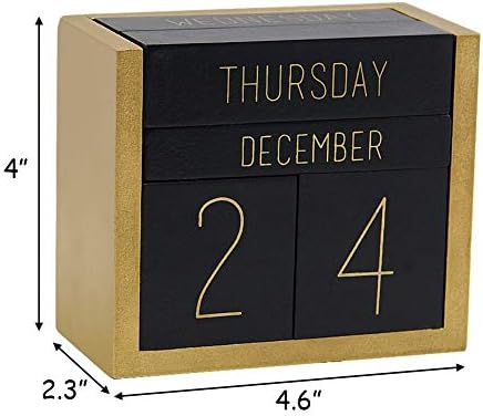 Juegoal Wooden Perpetual Calendar, Wooden Block Daily Calendar Office Desk Accessories (Black) - Image 2