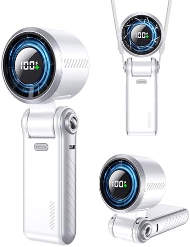 Portable High-Speed Handheld Fan with LED Display, [Smart Power & Wind Control], 4000mAh Rechargeable Mini Personal Fan, 5 Speeds, Quiet USB Travel Fan for Outdoor, Commuting by Taiofan