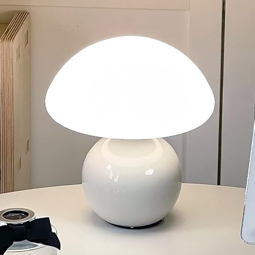 Cute Small Mushroom Lamp, PE Lampshade, Ceramic Base, Adjustable Light Color and Brightness with Power-Off Memory, Safe USB Powered, LED Mushroom Light for Bedroom Living Room (White) - Image 4