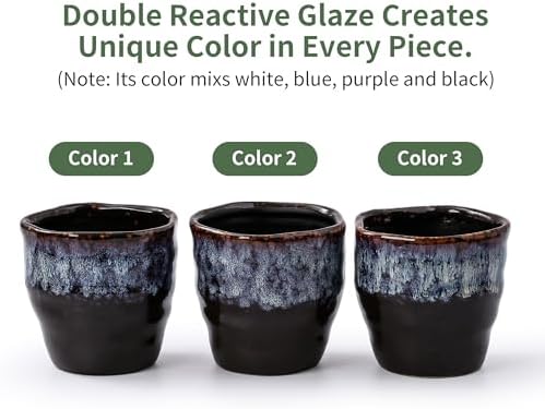 4+6 Inch Ceramic Planter Set of 2 with Drainage Hole,Saucer for Plants, Indoor-Outdoor Round Succulent Orchid Flower Pot- Cement Paint, Inner-pots not Larger Than 5 Inch Reactive Glaze Spot - Image 2