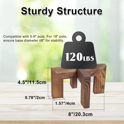 Vigordream Plant Stand, Indoor/Outdoor Wood Plant Holder, Flower Pot Stand - Image 5
