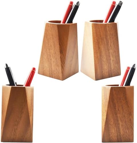 Walnut Wooden Pencil Holder Cup for Desk Natural Wood Pen Holder Stand for Office Home (Octagonal) - Image 4