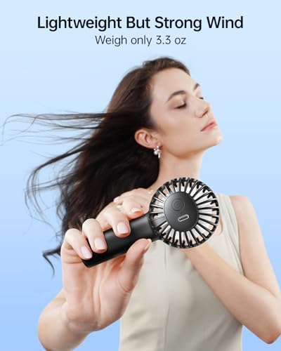 SWEETFULL Mini Portable Fan - Rechargeable Handheld Fan, 3 Speeds Personal Hand Gifts for Travel Essentials, Lash, Makeup, Eyelash, Kids, Girls, Women - USB, Cute Design Black - Image 5