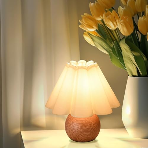 KUNJOULAM Cute Small Table Lamp, Modern Bedside Nightstand Lamp with Beige Lampshade, Metal Base for Bedroom Home Office Decor (Without Buld - Image 3