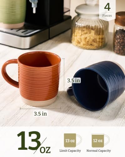 famiware Coffee Mugs Set of 4, 13 oz Mug Set, Ceramic Cup Set with Handle - Image 3