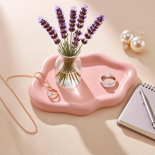Spotted Pink Cloud Ceramic Jewelry Dish Tray for Women - Image 2