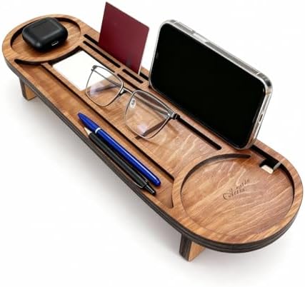 Ships Next Day, Personalized Wood Desk Organizer, Custom Phone & Tablet Stand, Engraved Wood Office Accessory, Custom Docking Station, Custom Organizer Gift by Handmade