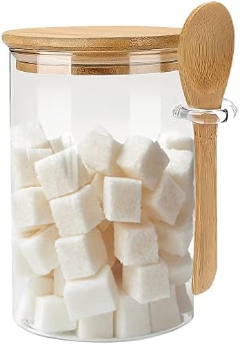 15 oz Glass Sugar Container, 1 Pack Coffee Container, Glass Jars with Lids by OneDream