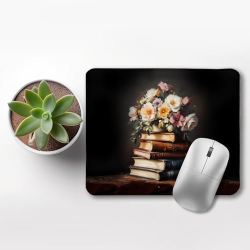 Moody Floral Book Mouse Pad, Book Lovers Readers Gifts, Dark Cottagecore Bookish Mouse Pads for Wireless Mouse Computers Laptop Desk Accessories, 9.5x7.9 Inch - Image 3