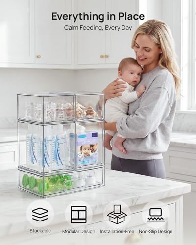 Vtopmart Clear Stackable Storage Drawers Set of 9, Plastic Organizer Bins - Image 4