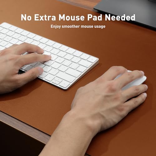 Aothia Faux Leather Desk Mat - Non-Slip PU Leather Desk Blotter, Waterproof Writing Surface, Large Desk Pad for Office & Home (Brown, 55" x 17") - Image 4