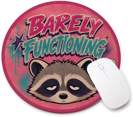 Funny Raccoon Round Mouse Pad, Saracatic Y2K Office Desk Decor by Unknown