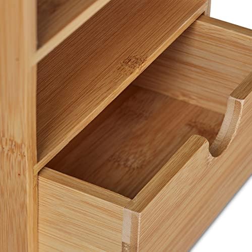 Relaxdays Desk Organiser, 2 Drawers & Shelves, Office Utensils, Bamboo Drawer Box, HBT 24 x 19 x 13 cm, Natural - Image 6