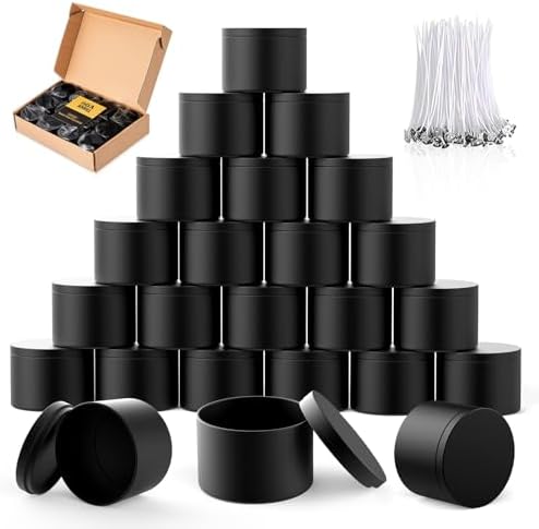 MGLIFEUL 4oz Candle Tins Jars Cans with Lids and Wax Wick for Making Candle by MGLIFEUL