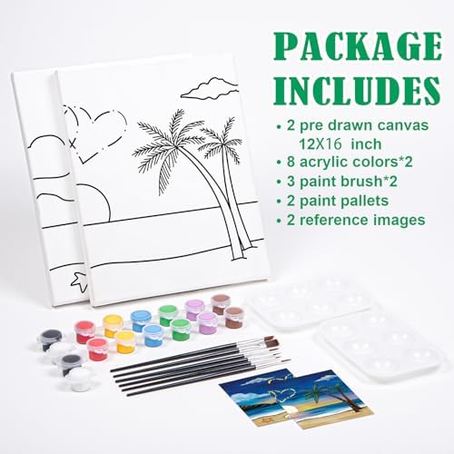 VOCHIC Couples Date Night Painting Kit Pre Drawn Canvas to Paint for Adults - Image 6