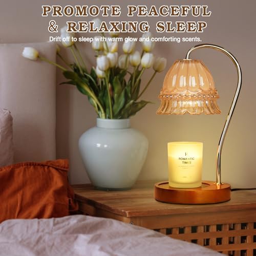 Funistree Flower Candle Warmer Lamp with Timer, Dimmable Candle Lamp Warmer, Christmas Birthday Gifts for Women Mom Her, Housewarming Home Decor, Lotus Wax Warmer for Yankee Candles - Amber Flower - Image 6