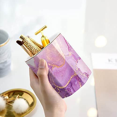 Large Capacity Colored Ceramic Marble Pencil Storage Marker Pen Holder Cute Stationery Holder For Office, Girl Women Adult, Purple Marble - Image 4