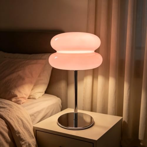 taotanra- Mushroom Bedside Table Lamp, Mid-Century Modern Bedroom Table Lamp, Retro Dimmable Bedside Lamp, Cute and Cool Home Decor (Pink) by Unknown
