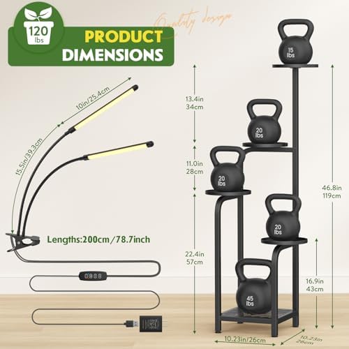 TOSKING Tall 5-Tier Plant Stand Indoor with Adjustable Grow Light, Black - Image 3