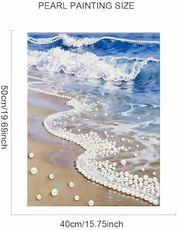 Mrchfr Wave Pearl Painting Kit for Adults & Beginners, DIY Ocean Theme DIY All-Pearl Dot Painting, Stress Relief Art Craft Supplies for Gift Home Wall Decor, No Frame (Style D) - Image 2