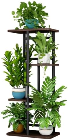 LINZINAR Plant Stand Indoor 4 Tier Metal Corner Tall Flower Shelf by LINZINAR