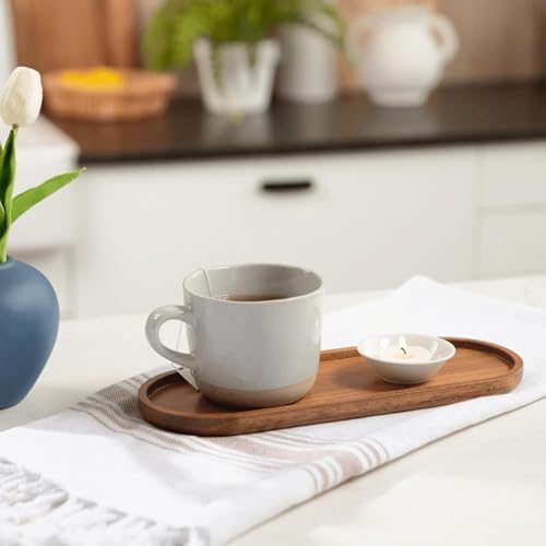 Solid Wood Serving Platters and Trays of Natural Wood with Edge,Rectangular Avoid Sliding and Spilling Food (Acacia Oval Platters 6 Pack) - Image 4