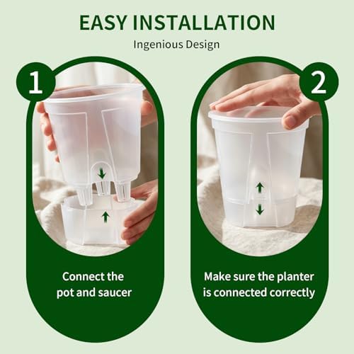 Cdd's Path 6 Inch Clear Self Watering Pots Set, 12 Pack Naked Root Planter with Deep Water Tank, Large Drainage Holes, Reservoir & Air Pipes for Indoor Outdoor Plants, Flowers, Seedlings - Image 5