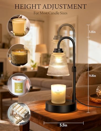Candle Warmer Lamp with Timer Dimmable, Adjustable Height Wax Melts Warmer for Jar Candles, Housewarming, Birthday, for Women and Mom, Home Decor - Image 5