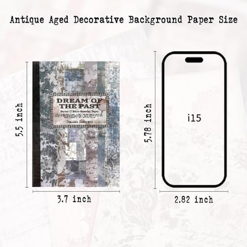 150 Sheets Vintage Scrapbook Paper, 3.7x5.5 Inch, 5 Assorted Set Antique Aged Decorative Background Paper for Junk Journals Supplies, Decoupage, Scrap Booking - Image 7