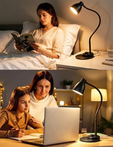 BOHON LED Desk Lamp with USB Charging Port 3 Color Modes Dimmable, Black - Image 6