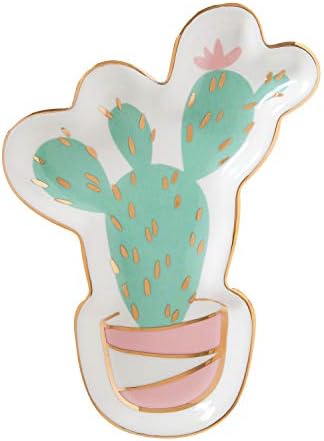 Creative Brands Slant Collections - Ceramic Shaped Trinket Tray, 4 x 5.8-Inches, Cactus by SlantCollections