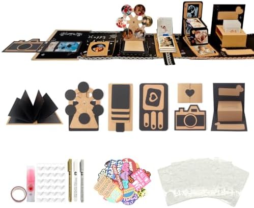 DIY Scrapbook Album Creative Scrapbooking Kit Photo Album 3D Interactive Memory Book for Wedding, Baby, Anniversary, Family Photos Adventure Book Travel Diary Photo Book Album DIY 3D Decoration Card by Mottalio